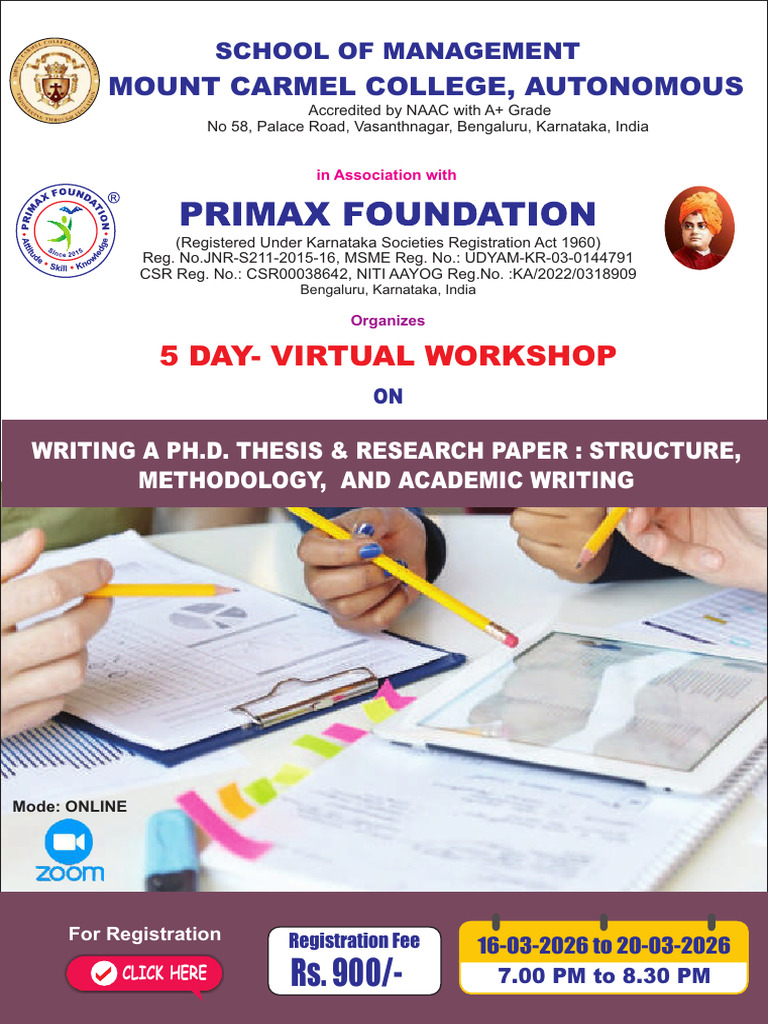 5 Day - Virtual Workshop Writing A Ph.d. Thesis & Research Paper ...
