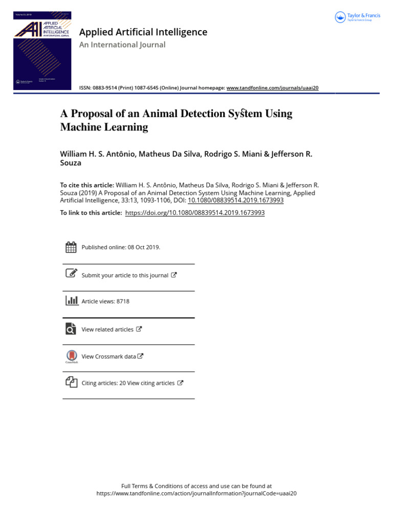 A Proposal of an Animal Detection System Using Machine Learning | PDF ...