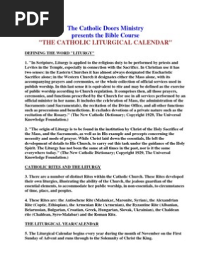 Liturgical Calendar