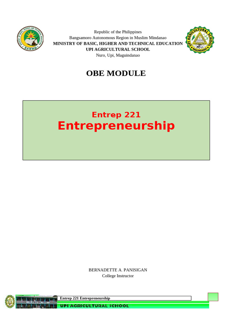 ENTREP Module Final | PDF | Entrepreneurship | Economics