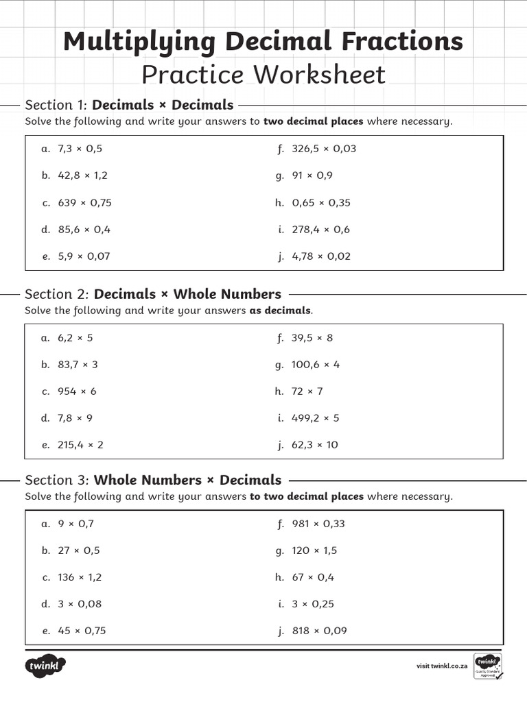 Za m 1741439704 Multiplying Decimal Fractions Practice Worksheet Ver 2 ...