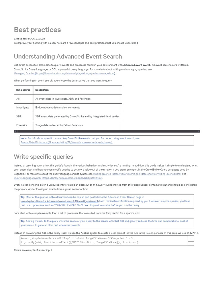 CrowdStrike Query Language Best Practices | PDF | Information Retrieval ...