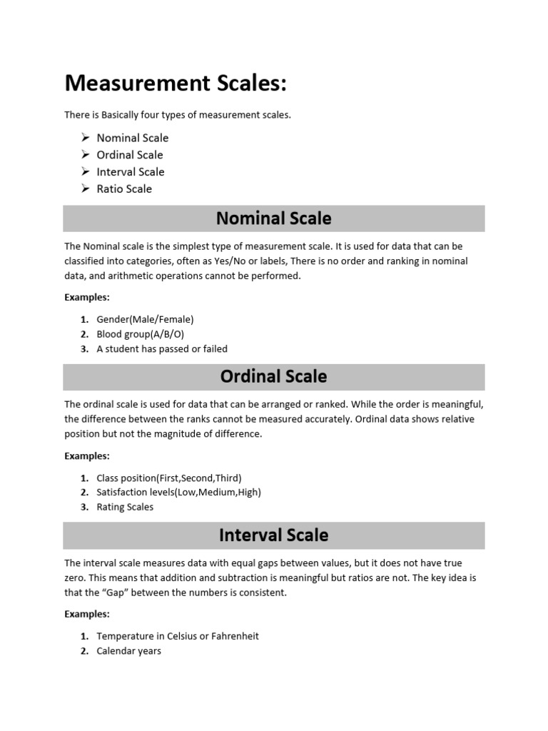 Measurement Scales:: Nominal Scale | PDF