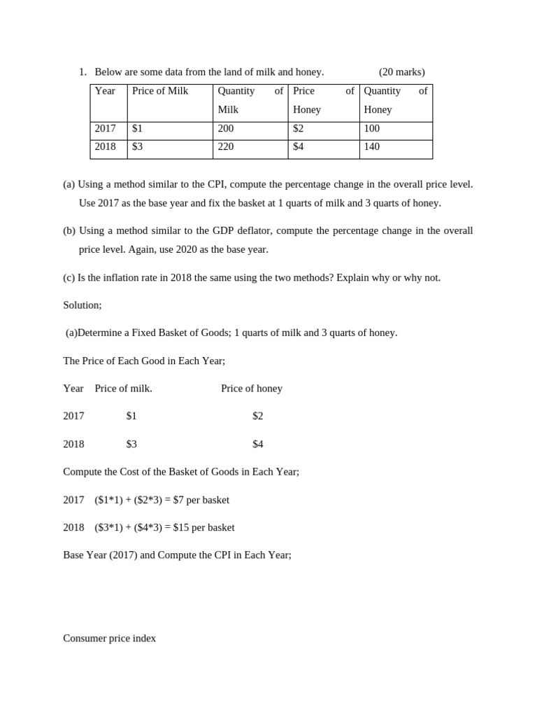 Problem of GDP, GDP Deflator and CPI | PDF | Consumer Price Index ...