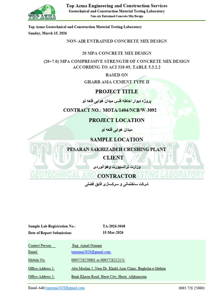 20 Mpa Concrete Mix Design | PDF | Concrete | Structural Engineering