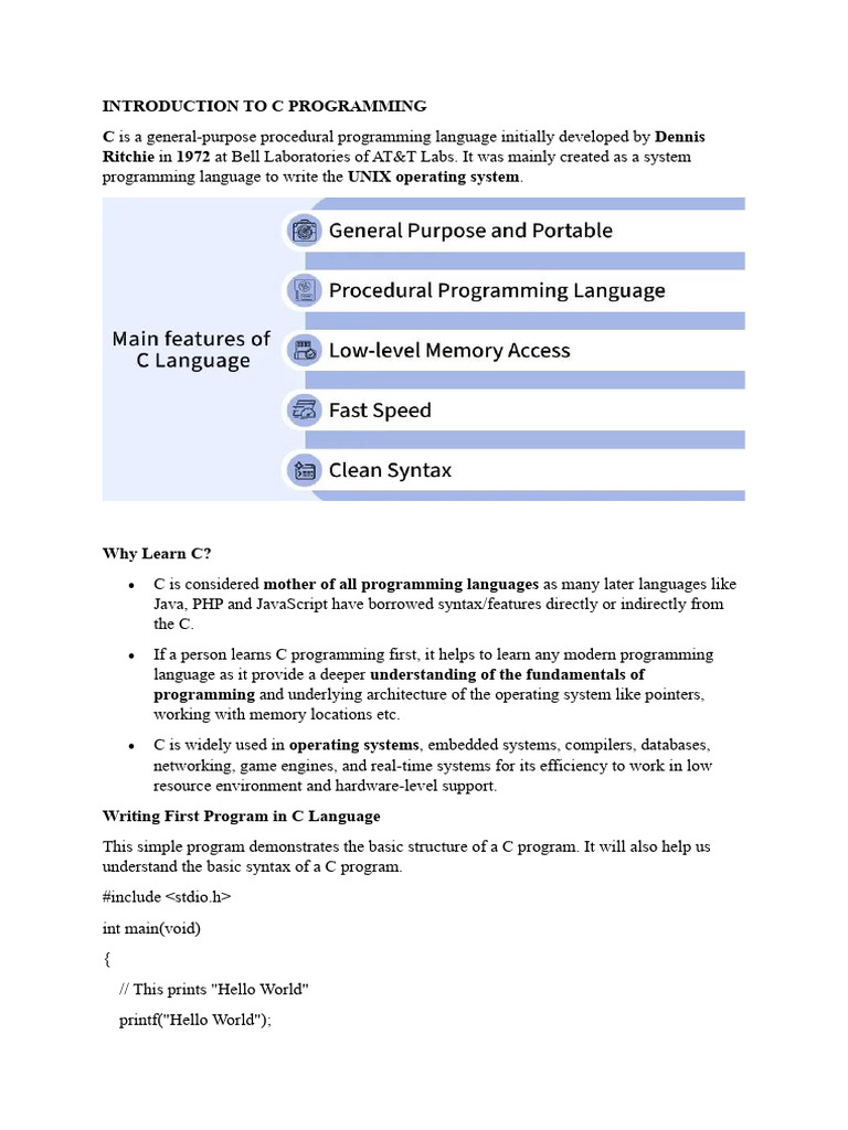 C Programming Unit 1 | PDF | C (Programming Language) | Control Flow