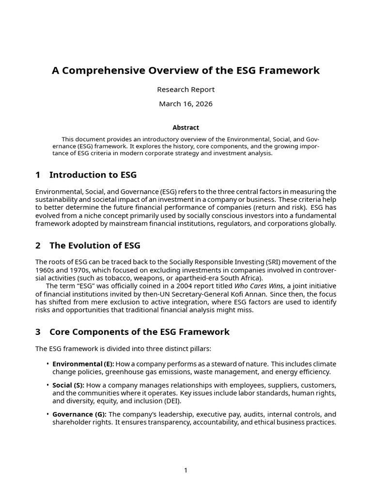 ESG Framework Overview | PDF | Business | Natural Environment