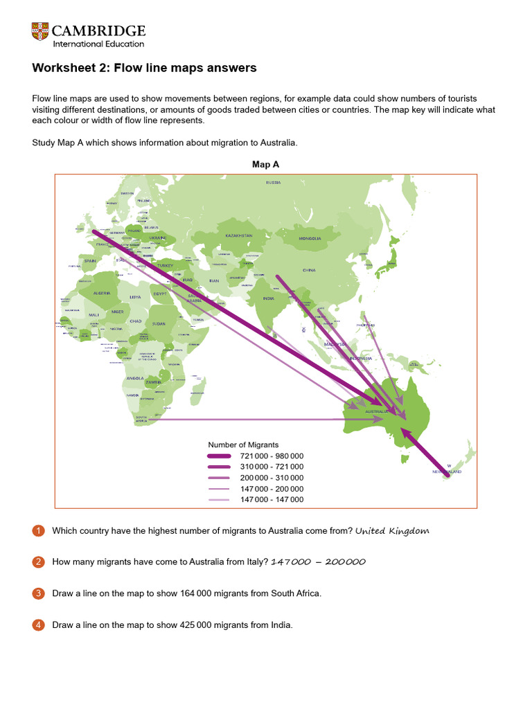 AO2 Worksheet 2 Flow Line Maps Answers | PDF
