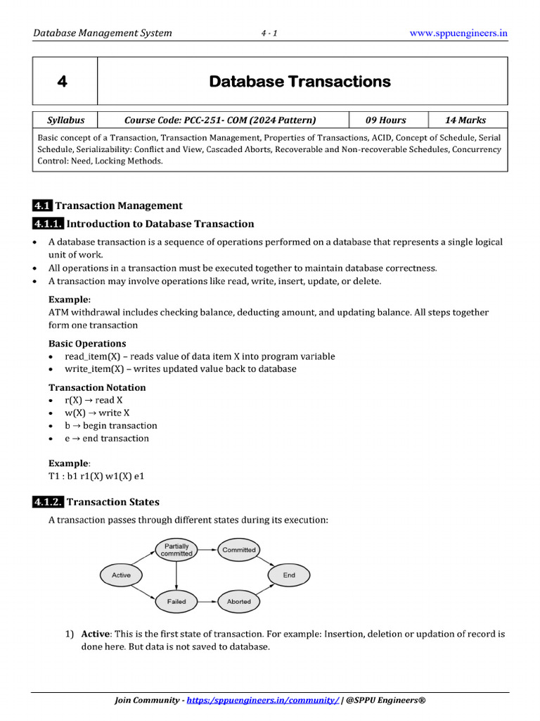 DBMS Unit 4 Notes | PDF