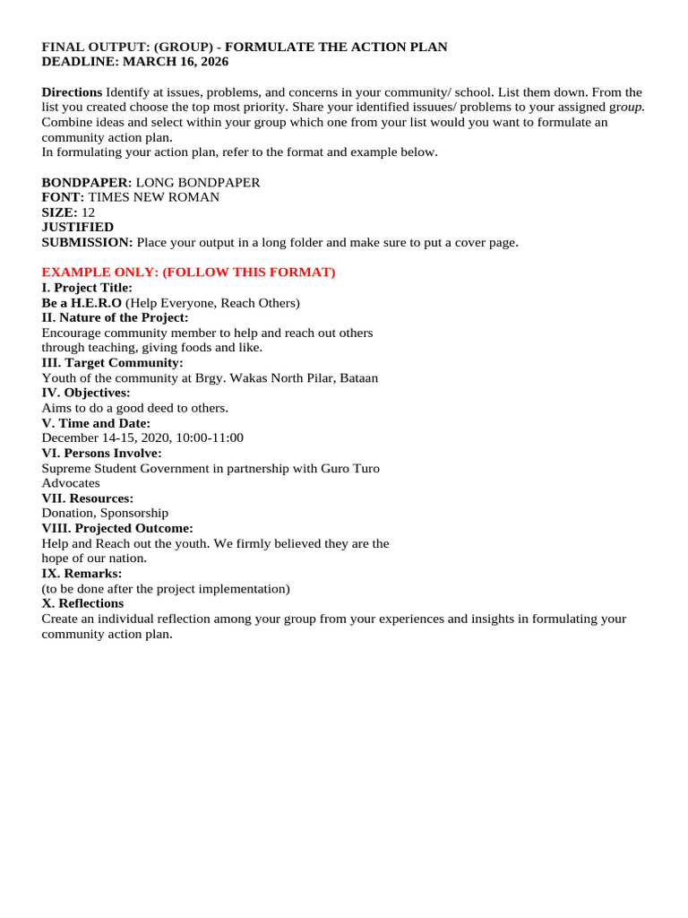Final Output Instructions | PDF