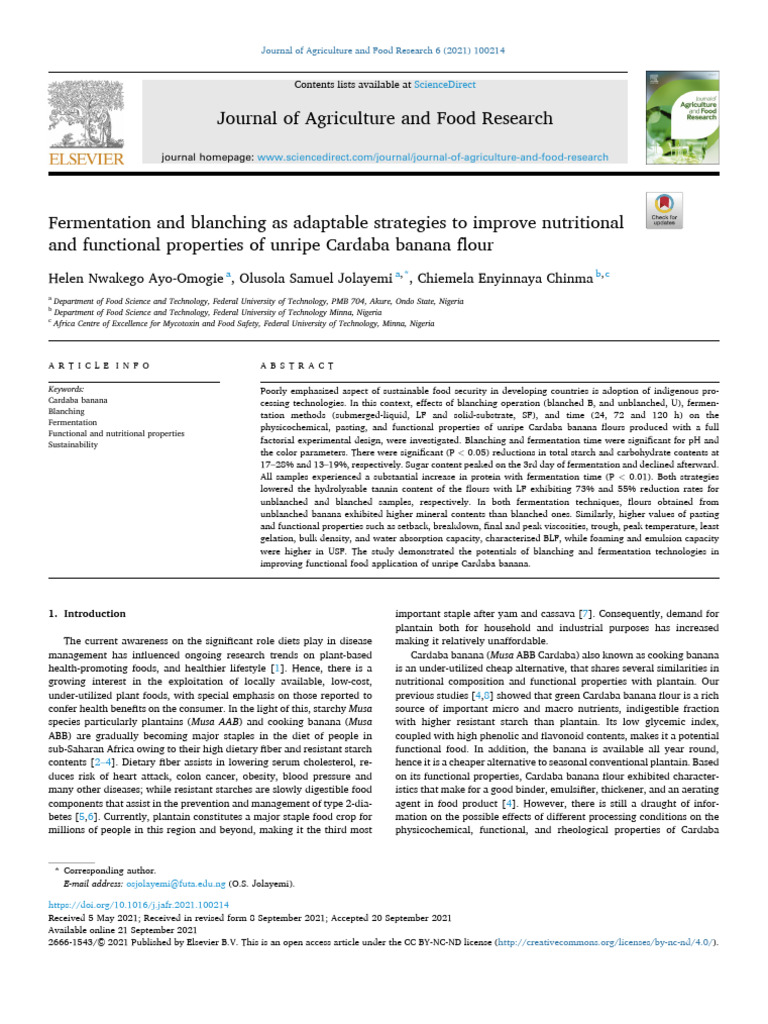 Fermentation and Blanching As Adaptable Strategies To Improve ...