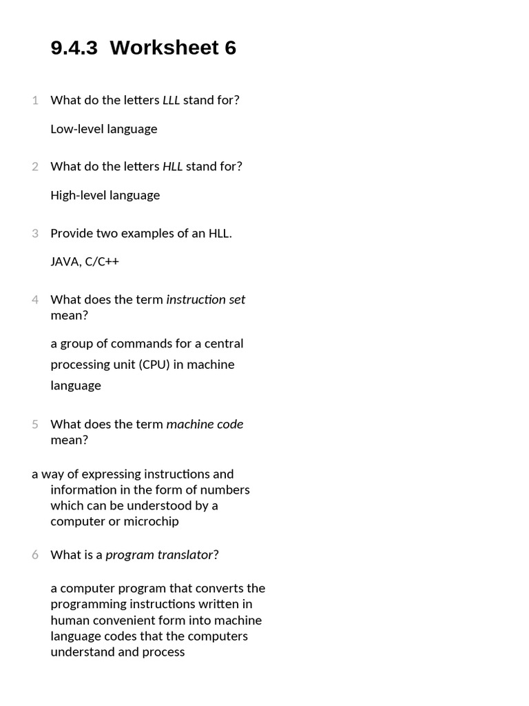9.4.3 Worksheet 6 | PDF