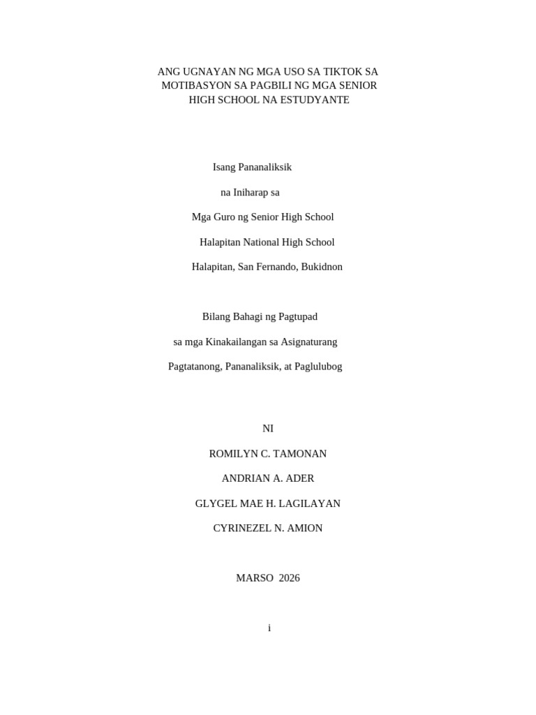 Final Hardbound Cover Page Filipino | PDF