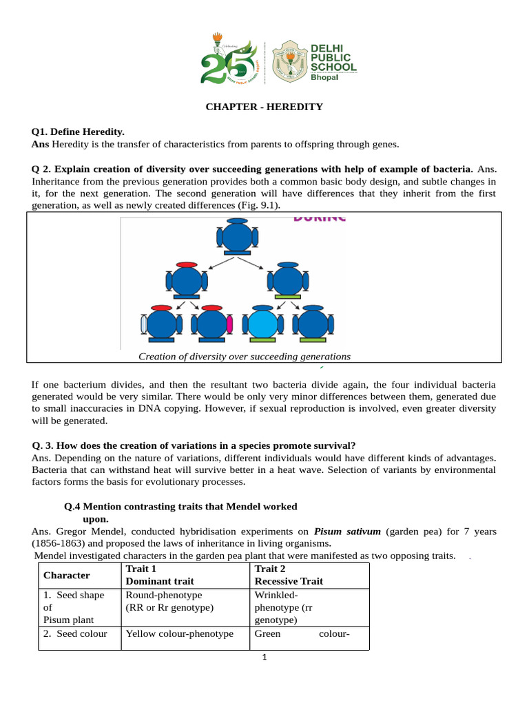 Class 10 Chapter Heredity Notes | PDF | Genotype | Dominance (Genetics)