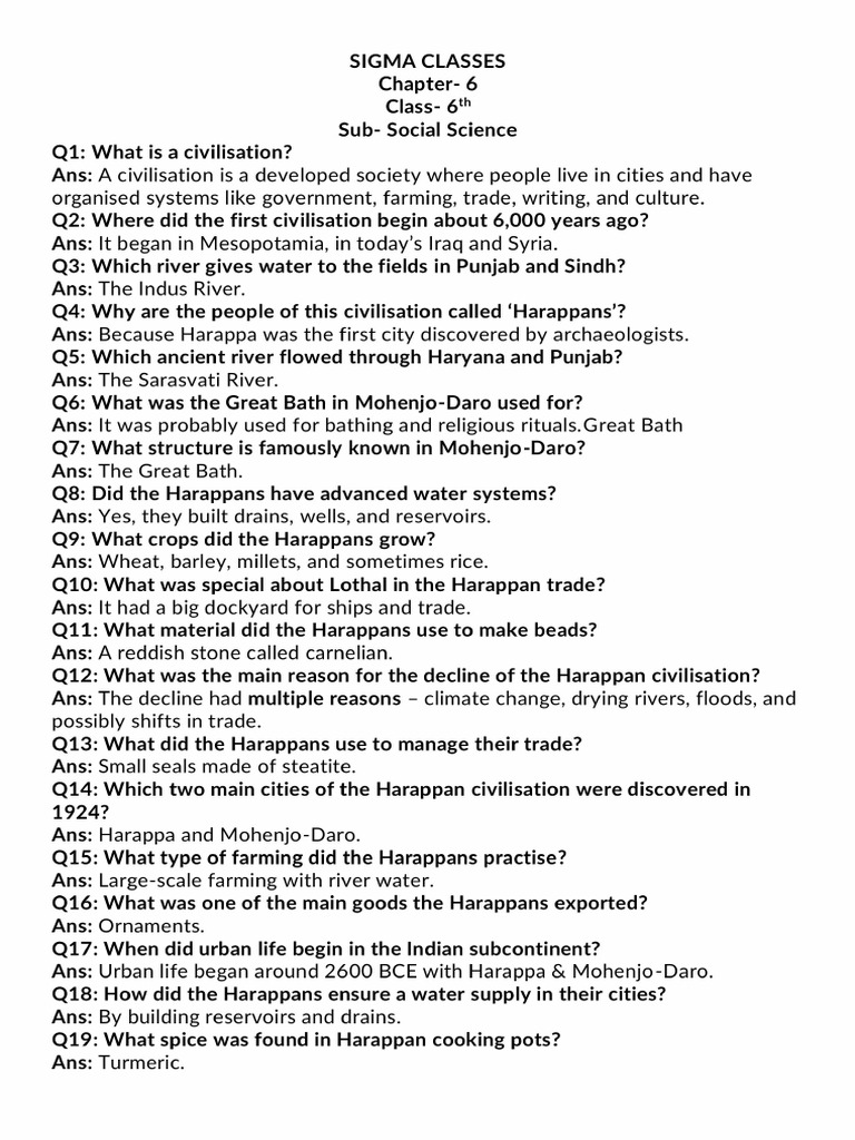 KV 6th SS Chapter 6 Worksheet | PDF