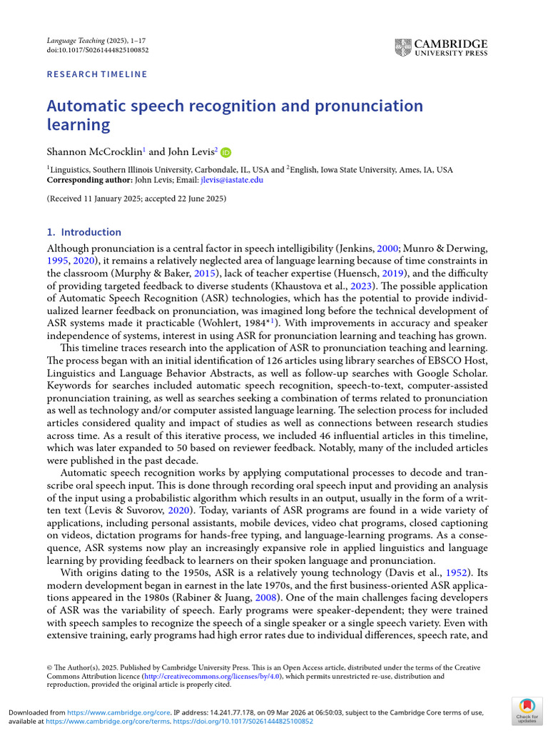 Automatic Speech Recognition and Pronunciation Learning | PDF | Speech ...