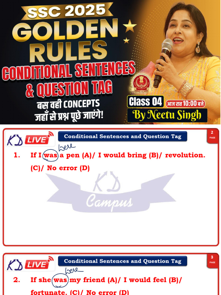 Golden Rules Class 04 Conditional Sentences & Question Tag | PDF ...