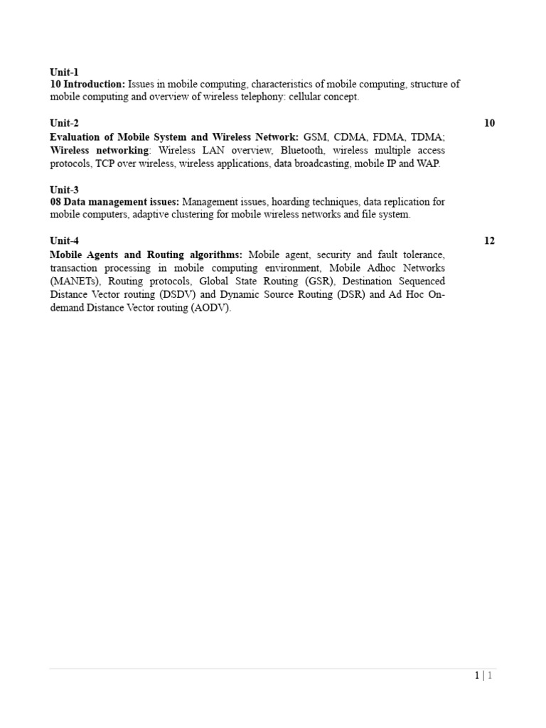 Mobile Computing Syllabus PDF | PDF