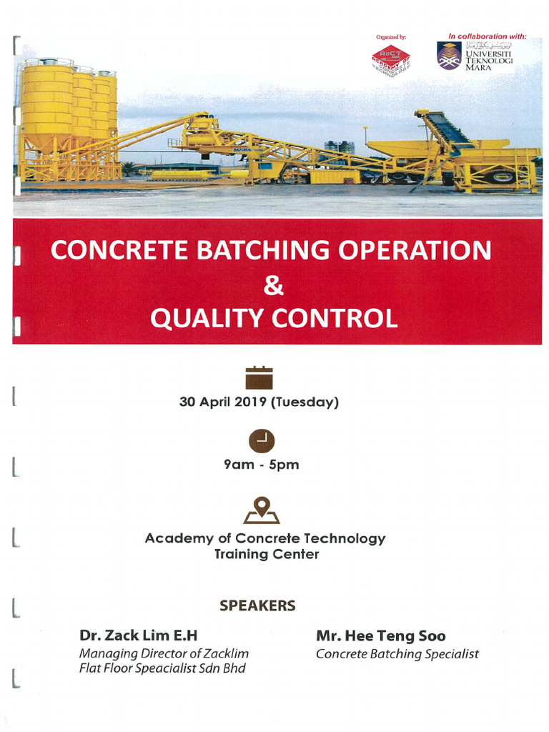 Concrete Batching Operation & Quality Control | PDF