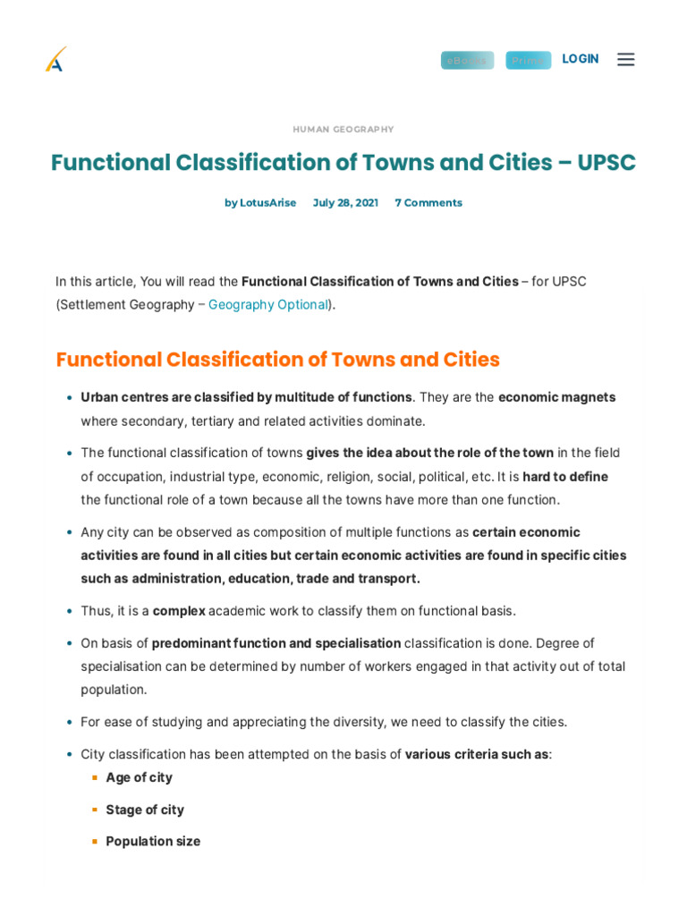 Functional Classification of Towns and Cities - Kutiya | PDF | City ...