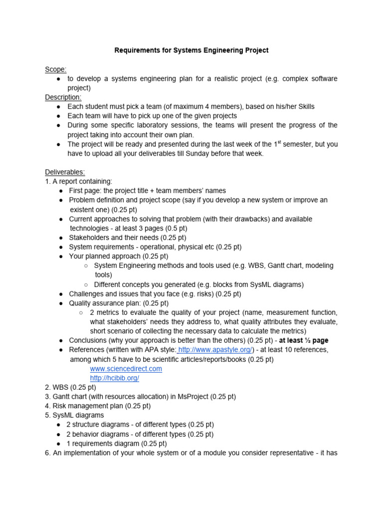 Requirements For Systems Engineering Project | PDF | Systems ...