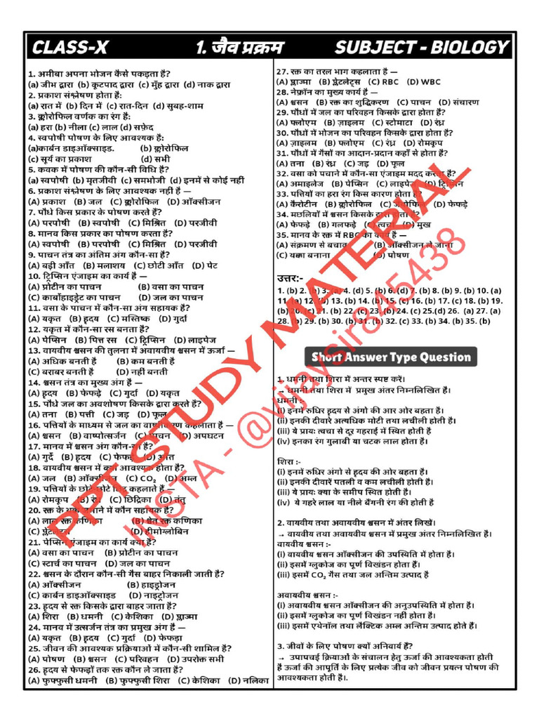 Class 10th Biology Notes Vvivi | PDF