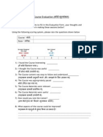 Course Evaluation Form Feedback to Improve Training