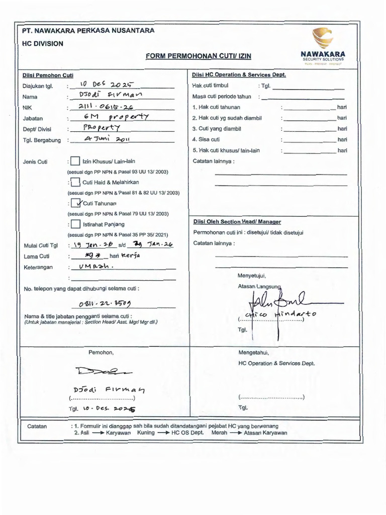 260119-29 - Form Cuti Baru DF-signed | PDF