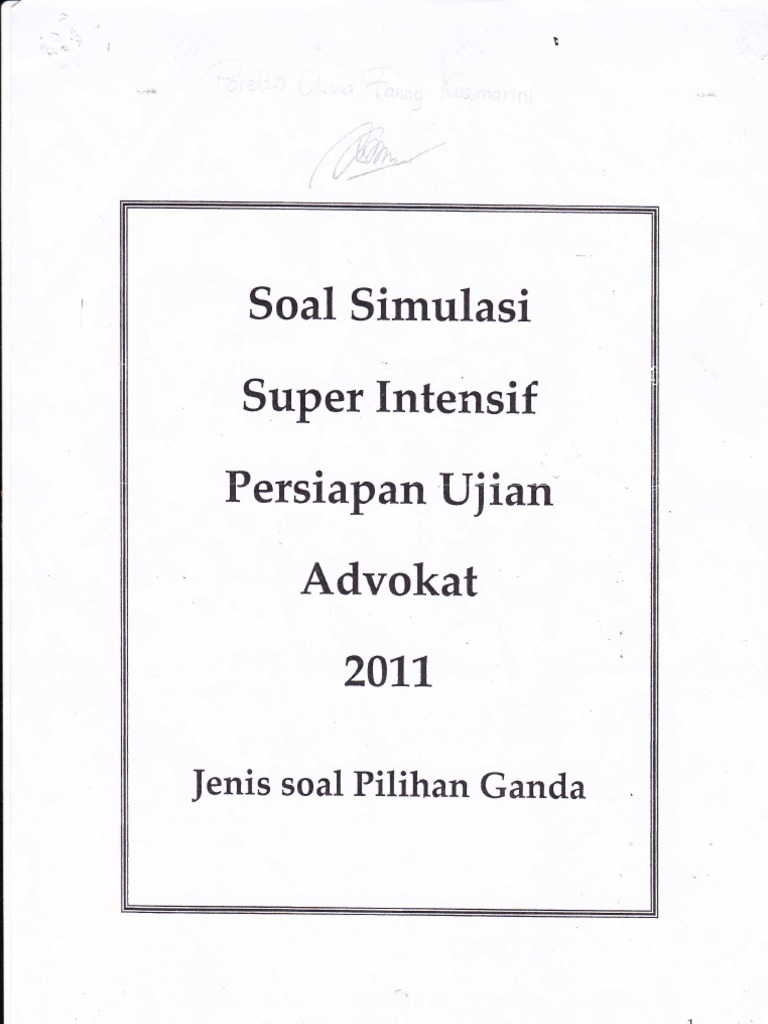 Contoh Soal Latihan Ujian Advokat PERADI Contoh Soal Latihan Ujian Advokat PERADI