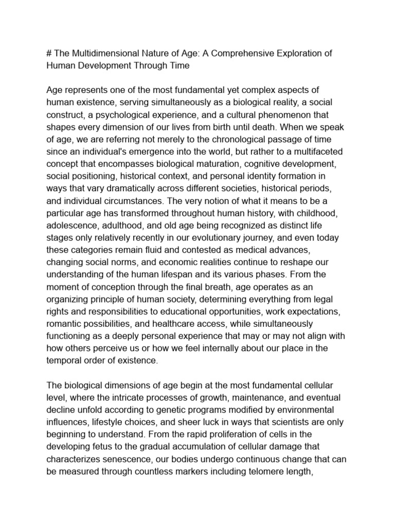 # The Multidimensional Nature of Age - A Comprehensive Exploration of ...
