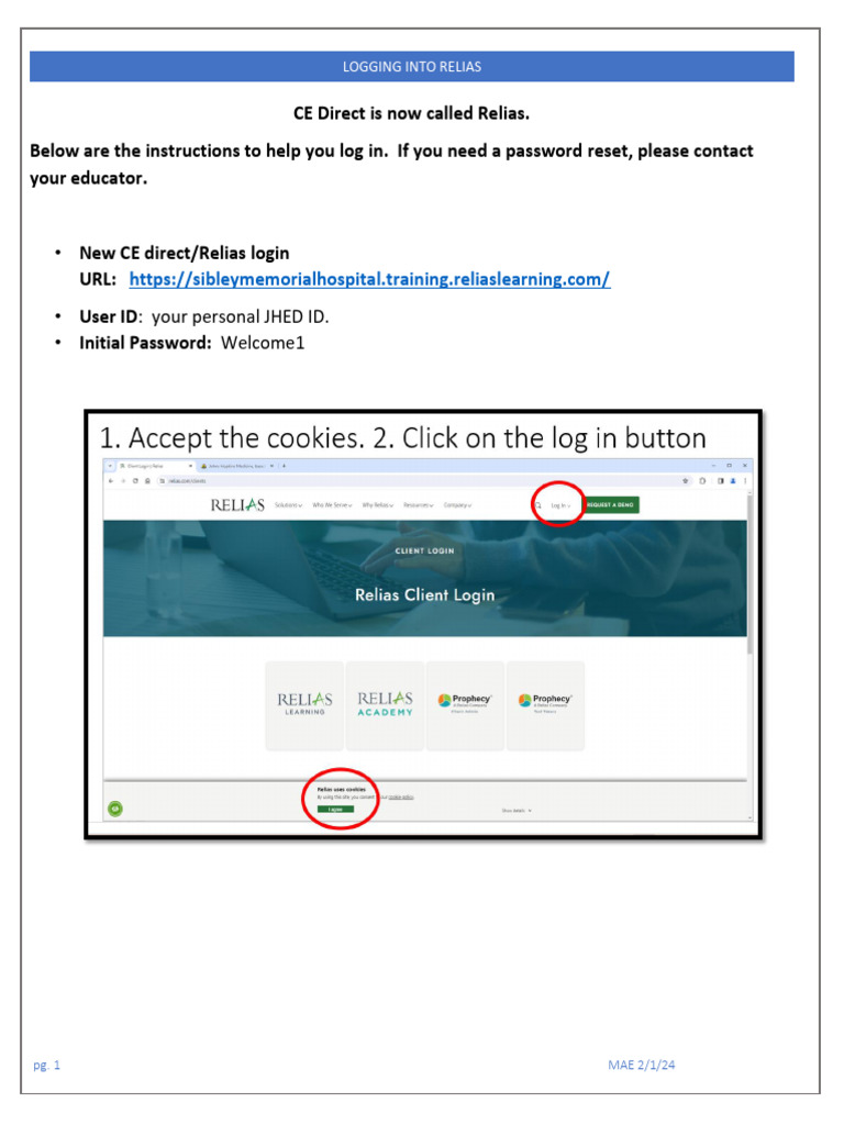 Relias - Tip Sheet For Logging in - MAE - 2-1-24 | PDF