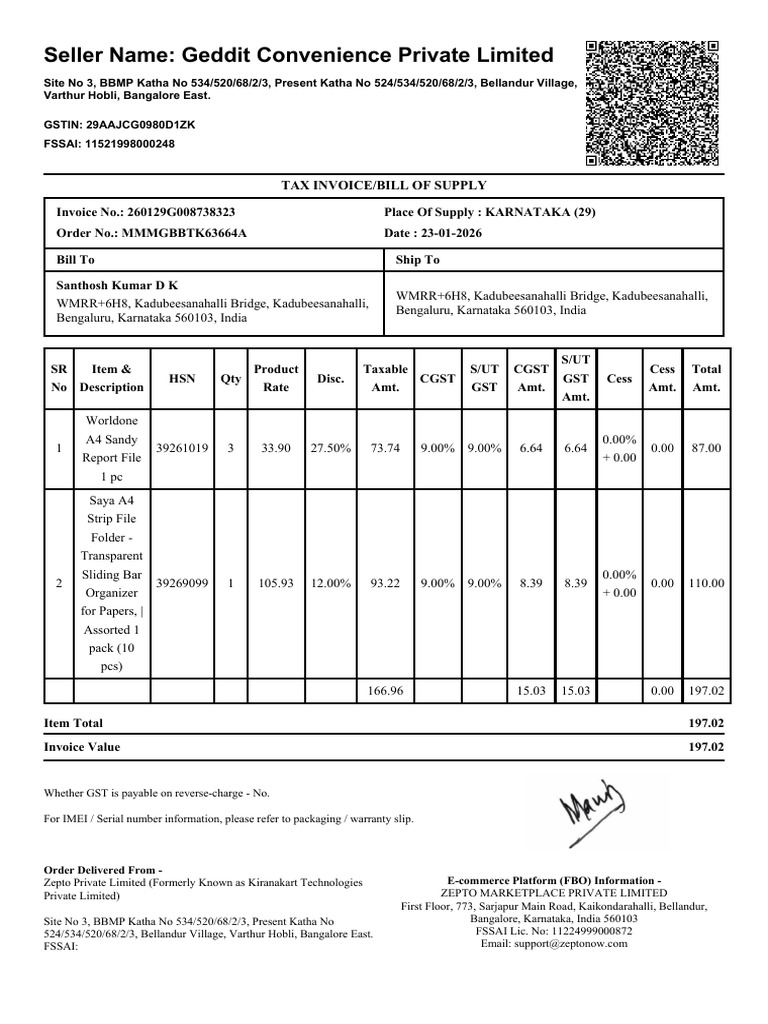 Zepto Invoice 1771227785410 1 | PDF | Taxation | Trade