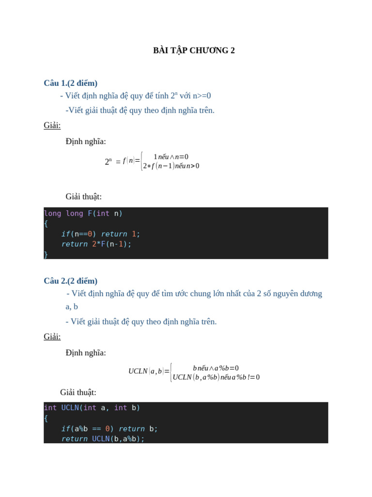 CTDLGT Baitap Dequy Dapan | PDF