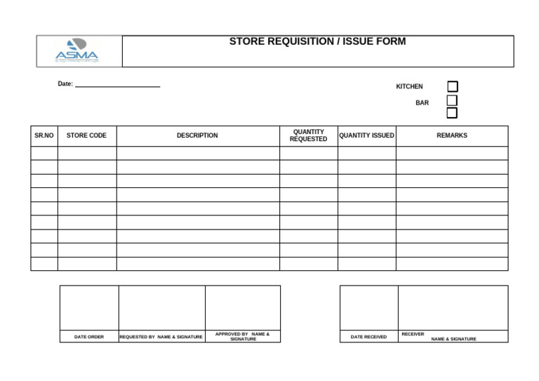 Store Requisition Issue Form | PDF
