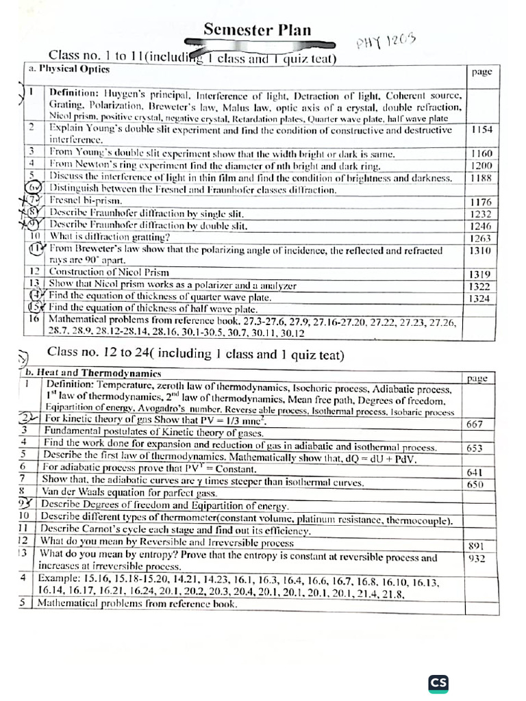 Physics Course Plan | PDF