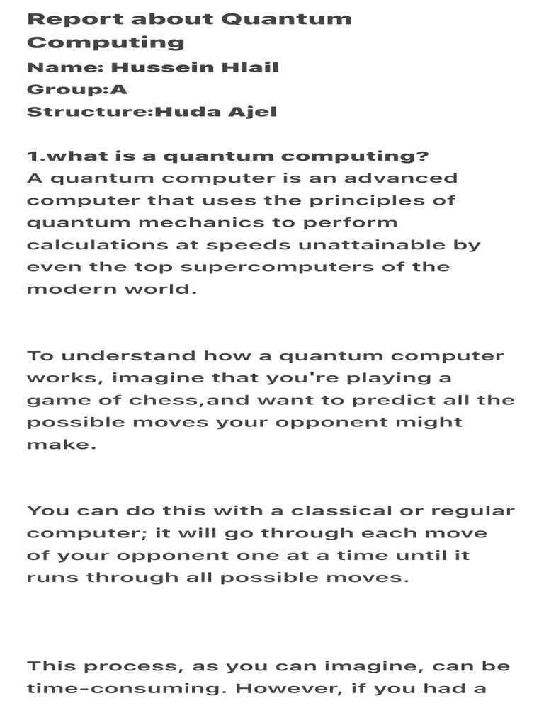 Report About Quantum Computing | PDF | Quantum Computing | Computing