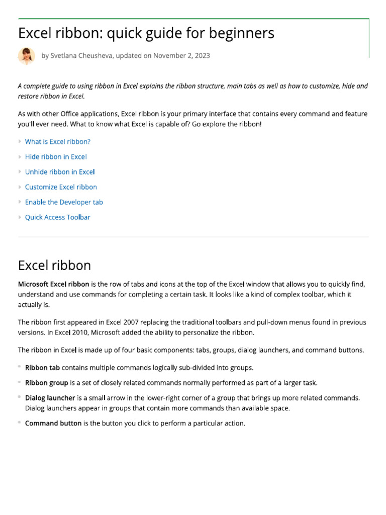 Excel Ribbon | PDF