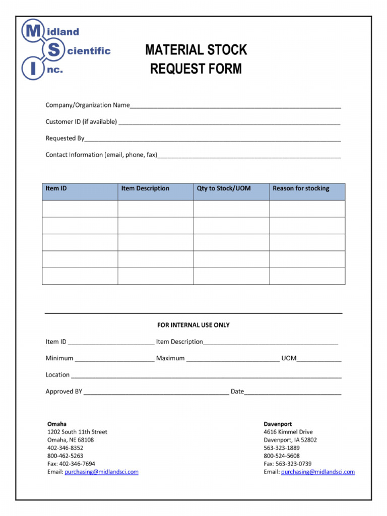 Simple Material Stock Request Form 1 | PDF