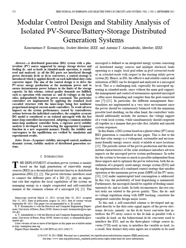 Modular Control Design and Stability Analysis of Isolated PV-Source ...