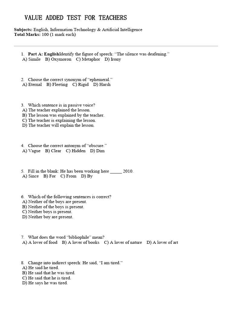 ? Value Added Test For Teachers | PDF | Artificial Intelligence ...