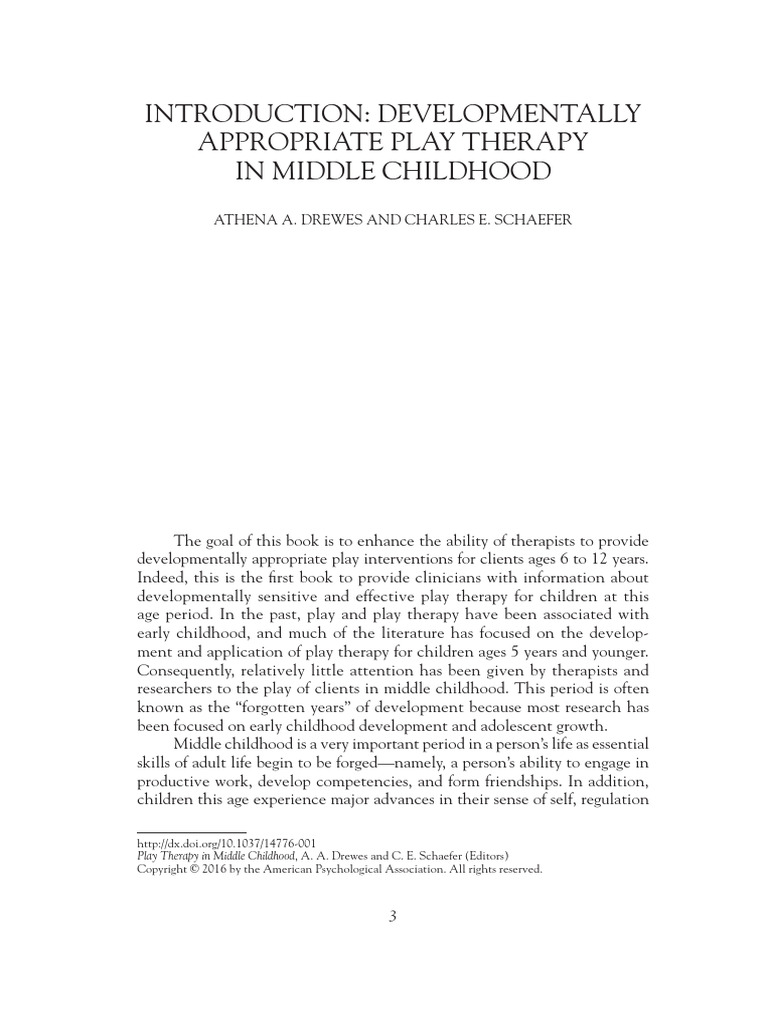 Play Therapy in Middle Childhood Intro Sample | PDF | Psychotherapy ...