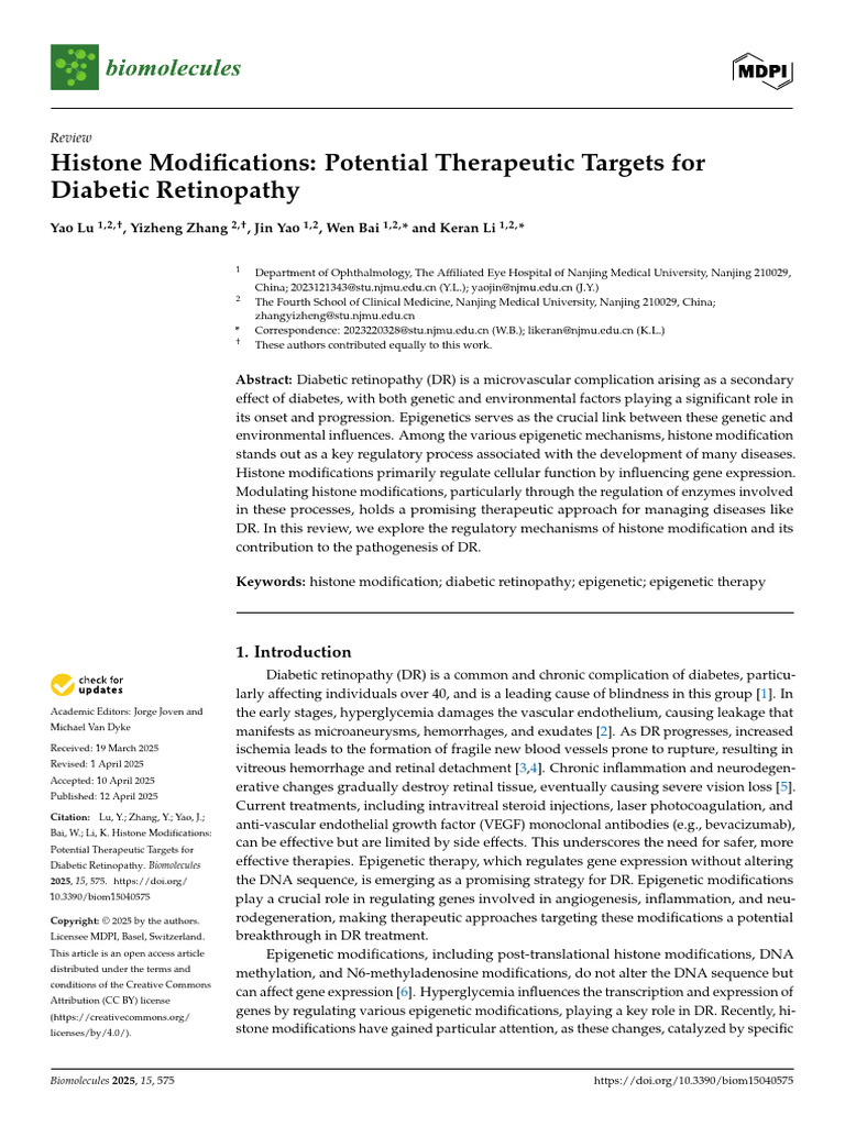 Histone Modifications Potential Therapeutic Target | PDF