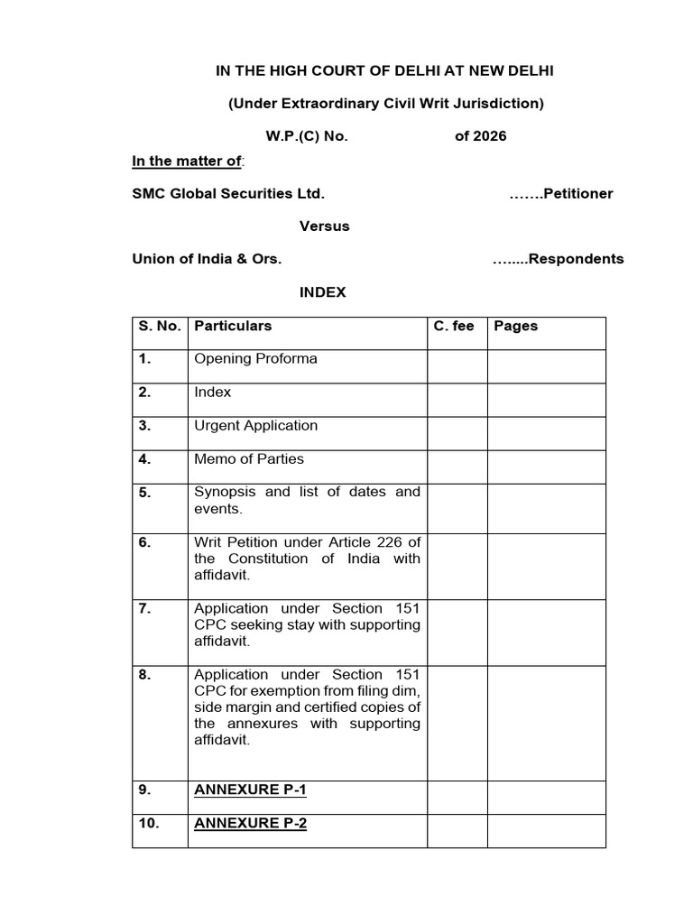 Final Draft of SMC I-4C Writ Petition Original (Draft) | PDF | Writ ...