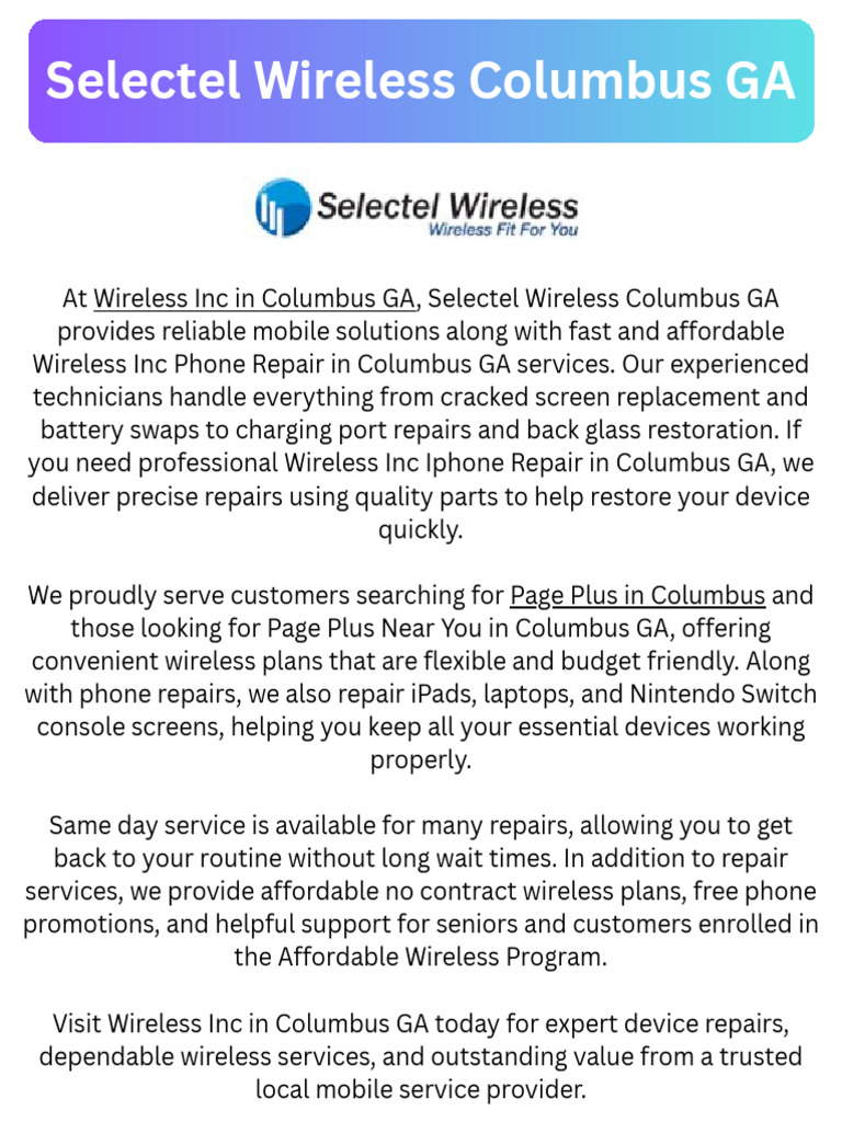Selectel Wireless Columbus GA | PDF