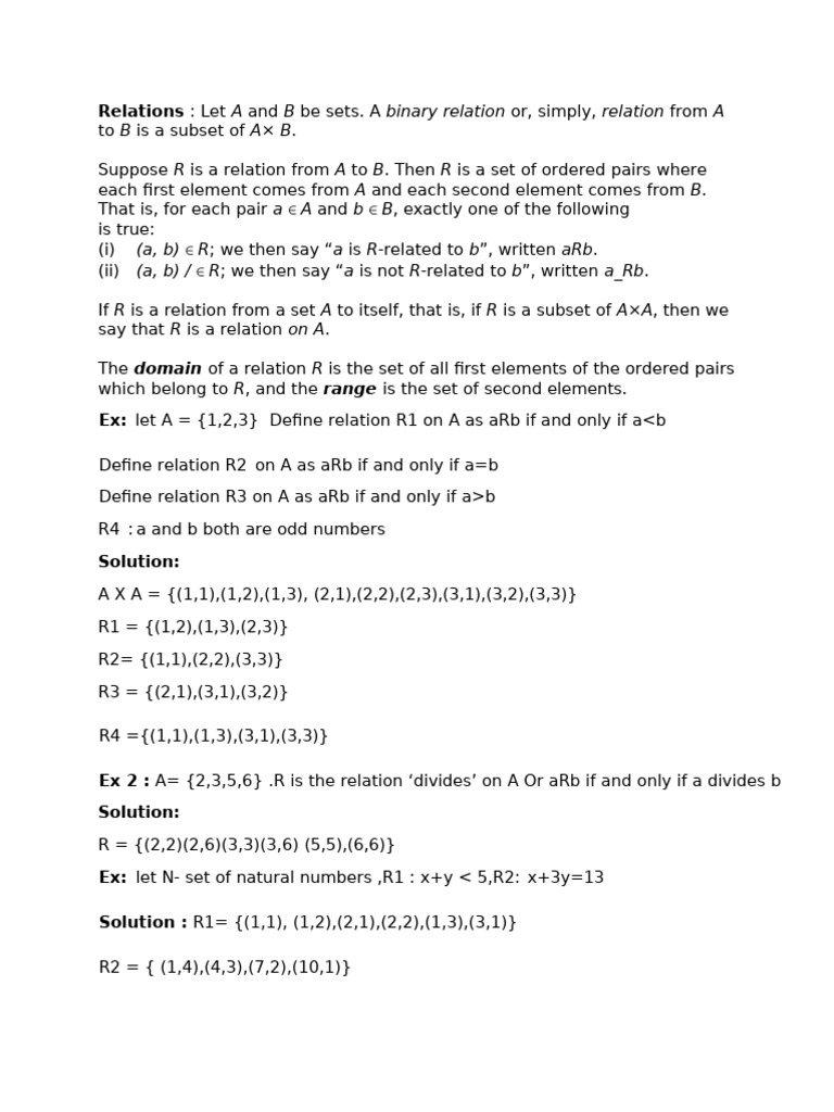 Unit 3 Relations and Ordering | PDF | Mathematics | Mathematical Concepts