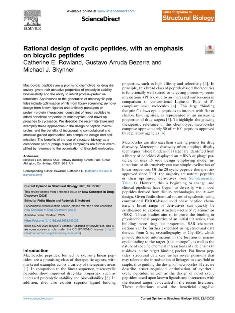 Rational Design of Cyclic Peptides With An Emp 2025 Current Opinion in ...