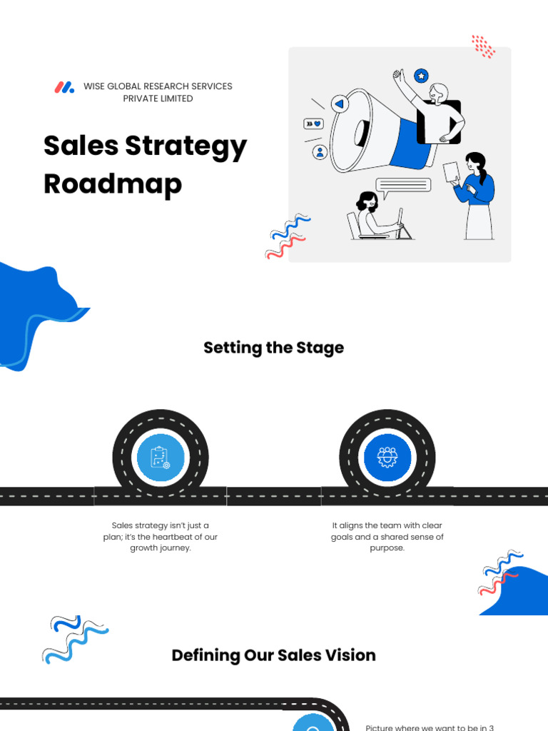 Blue and White Sales Strategy Roadmap Presentation | PDF | Sales | Business