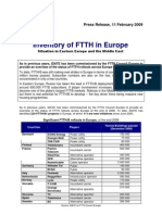 Inventory of FTTH in Europe: Press Release, 11 February 2009