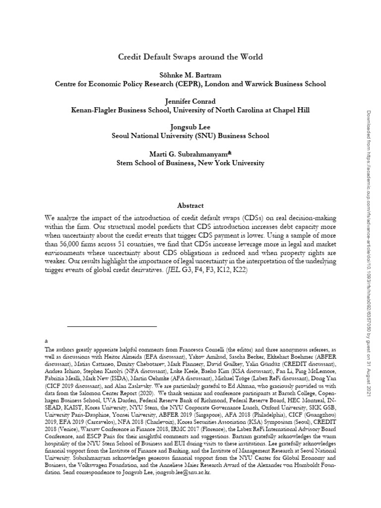 WRAP Credit Default Swaps Around World 2021 | PDF | Credit Default Swap ...