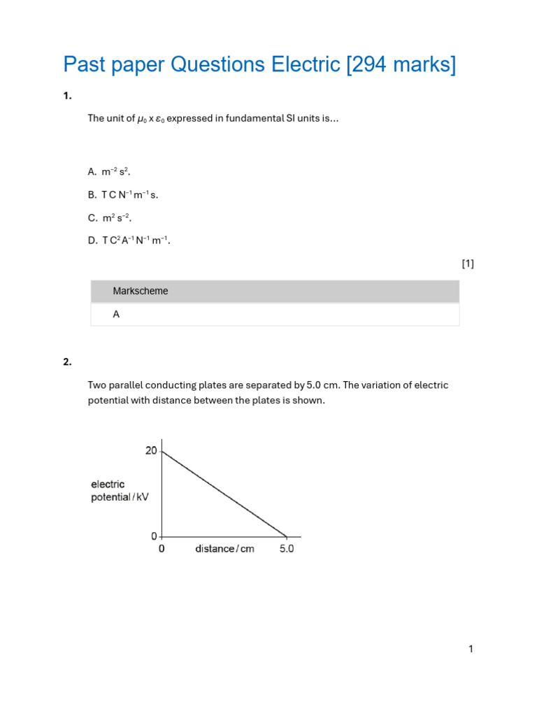Past Paper Questions Electric | PDF | Inductor | Electric Current